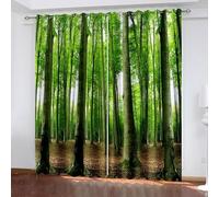 Aotiwe Western Boho Kitchen Curtains, Curtains Living Room Rustic Green Brown Trees Scenery Polyester 2 Panels 80x96inch