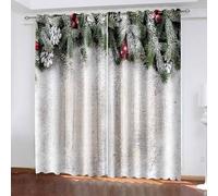 Aotiwe Western Curtains, Fun Curtains for Living Room Green Beige White Christmas Decorations Polyester 2 Panels 192x84inch
