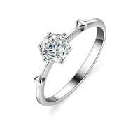Aotiwe White Gold Wedding Band Dainty 14K, Pre Engagement Ring 0.5ct Lab Created Diamond with Heart Silver Size R 1/2