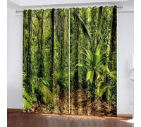 Aotiwe Window Curtains Kitchen, Fall Curtains for Living Room Green Trees Scenery Polyester 2 Panels 84x90inch