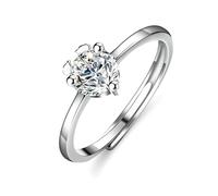 Aotiwe Woman Ring, Anillos de Compromiso para Mujer Deer with 0.5ct Round Lab Created Diamond Silver 14K White Gold Size S 1/2