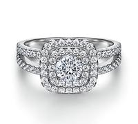 Aotiwe Women Rings Sterling Silver, Favorite Things Gifts for Women Square Silver Main Ring Sterling Silver with Round Shape Zirconia Size N 1/2