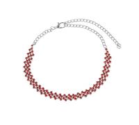 Aotiwe Women's Anklets, Boho Anklet for Women Red Silver Rhombus with Cubic Zirconia Jewelry for Women