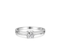 Aotiwe Womens Engagement Rings, Women Rings Engagement Silver Double Line Design with Four Prong Zircon Sterling Silver Size R 1/2