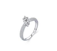 Aotiwe Womens Rings Sterling Silver, Dainty Wedding Band Silver Double Row Zircon Band with Solitaire Size R 1/2
