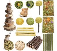 AOTLEE 42 Pack Rabbit Toys Guinea Pig Toys Set-Boredom Breaker Accessories,Natural Timothy Hay Sticks Rabbit Treats for Rabbit, Bunny, Chinchilla, Guinea Pig,Hamster ,Rat Teeth Care