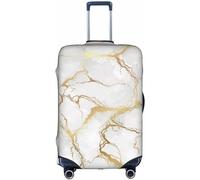 Aotmany Gray White Golden Marble Luxury Marbling Travel Luggage Cover Fits 18-32 Inch Luggage, Stretchy Suitcase Cover Protector with Concealed Zipper for Wheeled Suitcase TSA Approved