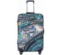 Aotmany Green Blue Golden Abstract Marbling Marble Travel Luggage Cover Fits 18-32 Inch Luggage, Elastic Suitcase Cover Protector with Concealed Zipper for Wheeled Suitcase Travel Accessories