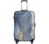 Aotmany Ink Blue Gold Modern Abstract Marble Travel Luggage Cover Fits 18-32 Inch Luggage, Elastic Suitcase Cover Protector with Concealed Zipper for Wheeled Suitcase TSA Approved