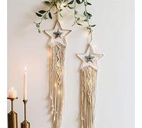 Aotoer Star Design Bohemian Dream Catcher Macrame Wall Hanging, Handmade Cotton Dream Catcher Wall Art Present for Friends, Elders, Children, Classmates and Teachers