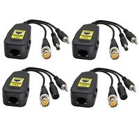 AOTOKK Passive Video/Audio Supply RJ45 to BNC Network Transceiver,with DC Socket, for 720 1080P 3MP 4MP 5MP 8MP full HD CCTV Security DVR Monitoring Camera System(19cm/2-Pairs)