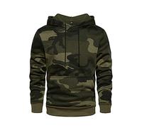 AOTORR Mens Hoodies Pullover Camo Hooded Sweatshirt Patchwork Top Long Sleeve Hoody Casual Tops with Kanga Pockets WY03 Army Green XL