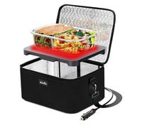 Aotto 2-in-1 Portable Mini Oven - Vehicle Plug - Black - 12V/24V - 2 Quarts - Food Warmer