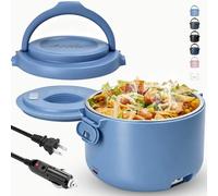 Aotto Electric Lunch Box, 32 oz Portable Food Warmer Heater, Lunch Warmer Portable for Work/Office/Car/Travel 12V/24V/110V 3-in-1, Warming Soup & Meal, Spill-Free, Men & Women's Gifts, Blue