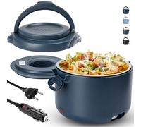 Aotto Electric Lunch Box Food Heater 80W - 3-in-1 Heated Lunch Box for Adults, 1L Self Heating Leakproof Stainless Steel Portable Food Warmer for 12V Car/24V Lorry/220-240V Office (Blue)