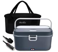Aotto Electric Lunch Box Food Heater Warmer 90W Fast Heating - 2L Larger Heated Lunch Box Adults Portable Lunch Warmer for Car/Truck/Office 12V/24V/220V 3-in-1, Insulated Bag & 304 SS Container (Grey)