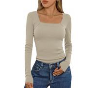 Aottori Womens Long Sleeve Base Layer Top Square Neck Casual Tunic Slim Fit
