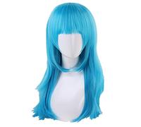 Aotu World Sky Blue Long Cosplay Wig With Bangs 60cm 65cm lemon Straight Synthetic Hair Halloween Costume Party Wigs For Women OneSize blue