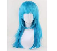 Aotu World Sky Blue Long Cosplay Wig With Bangs.Anlijie/Lemon Straight Synthetic Hair Halloween Costume Party Wigs For Women Kumz3713 A