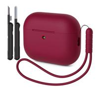 AOTUAO Case Compatible with AirPods Pro 3 Case Cover, Shockproof Drop Protection Scratch Resistant Silicone Case Cover for AirPods Pro 3rd Generation with Cleaner Kit and Lanyard, Burgundy