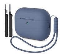 AOTUAO Case Compatible with AirPods Pro 3 Case Cover, Shockproof Drop Protection Scratch Resistant Silicone Case Cover for AirPods Pro 3rd Generation with Cleaner Kit and Lanyard, Gray Blue