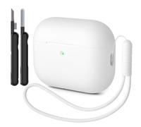 AOTUAO Case Compatible with AirPods Pro 3 Case Cover, Shockproof Drop Protection Scratch Resistant Silicone Case Cover for AirPods Pro 3rd Generation with Cleaner Kit and Lanyard, White