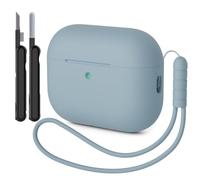 AOTUAO Case Compatible with AirPods Pro 3 Case Cover, Shockproof Drop Protection Scratch Resistant Silicone Case Cover for AirPods Pro 3rd Generation with Cleaner Kit and Lanyard, Denim Blue