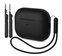 AOTUAO Case Compatible with AirPods Pro 3 Case Cover, Shockproof Drop Protection Scratch Resistant Silicone Case Cover for AirPods Pro 3rd Generation with Cleaner Kit and Lanyard, Black