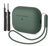 AOTUAO Case Compatible with AirPods Pro 3 Case Cover, Shockproof Drop Protection Scratch Resistant Silicone Case Cover for AirPods Pro 3rd Generation with Cleaner Kit and Lanyard, Pine Green