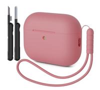AOTUAO Case Compatible with AirPods Pro 3 Case Cover, Shockproof Drop Protection Scratch Resistant Silicone Case Cover for AirPods Pro 3rd Generation with Cleaner Kit and Lanyard, Bean Pink