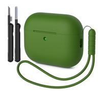AOTUAO Case Compatible with AirPods Pro 3 Case Cover, Shockproof Drop Protection Scratch Resistant Silicone Case Cover for AirPods Pro 3rd Generation with Cleaner Kit and Lanyard, Grass Green