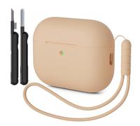 AOTUAO Case Compatible with AirPods Pro 3 Case Cover, Shockproof Drop Protection Scratch Resistant Silicone Case Cover for AirPods Pro 3rd Generation with Cleaner Kit and Lanyard, Milk Tea