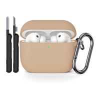 AOTUAO Case Compatible with AirPods Pro 3rd Generation Case Cover with Cleaner Kit, Shockproof Drop Protection Scratch Resistant Silicone Case Cover for AirPods Pro 3 2025 with Keychain, Milk Tea