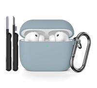 AOTUAO Case Compatible with AirPods Pro 3rd Generation Case Cover with Cleaner Kit, Shockproof Drop Protection Scratch Resistant Silicone Case Cover for AirPods Pro 3 2025 with Keychain, Denim Blue