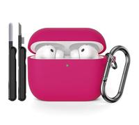 AOTUAO Case Compatible with AirPods Pro 3rd Generation Case Cover with Cleaner Kit, Shockproof Drop Protection Scratch Resistant Silicone Case Cover for AirPods Pro 3 2025 with Keychain, Rose Pink