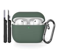 AOTUAO Case Compatible with AirPods Pro 3rd Generation Case Cover with Cleaner Kit, Shockproof Drop Protection Scratch Resistant Silicone Case Cover for AirPods Pro 3 2025 with Keychain, Pine Green