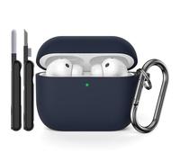 AOTUAO Case Compatible with AirPods Pro 3rd Generation Case Cover with Cleaner Kit, Shockproof Drop Protection Scratch Resistant Silicone Case Cover for AirPods Pro 3 2025 with Keychain, Midnight Blue