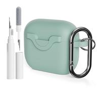 AOTUAO Compatible with AirPods 3 2021 Case Cover with Cleaner Kit, Shock-Resistant Protective Silicone Case Cover for AirPods 3rd Generation With Snap Switch and Carabiner, Cloud Grey