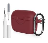 AOTUAO Compatible with AirPods Pro 2 2022&2019 Case Cover with Cleaner Kit, Shock-Resistant Protective Silicone Case Cover for AirPods Pro 2nd&1st Generation With Snap Switch, Burgundy