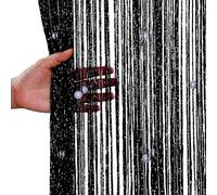 aotuo0608 Beaded Fly Curtains for Doors - Door Beads Curtain, Fly Screen Doorway Bead Curtain for Indoor Hanging Decoration and Room Divider (Black, W 35.4" x L 78.7" (1 Panels))