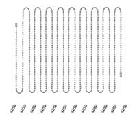 aotuo0608 Roller Blind Chain, 4.5mm Roller Blind Chain Beaded Pull Chain Extension, Silver Metal Chain Beaded Ball Roller Chain with 10/12 Roller Blind Chain Connectors for Blinds (6 Meter/19.7 Feet)