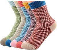 aotuo0608 Womens Thermal Socks, 5 Pairs Wool Warm Knitting Ladies Socks Nordic Style Soft Cotton Thick Woman Bed Sock Multicoloured, Christmas Gifts for Women (Multicolor 10)