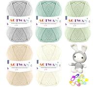 AOTWAN 250g Crochet Yarn Wool for Crochet 5 Colours x 50g Pastel Lovely Wool Yarn Crochet for Beginners with 10 Stitch Markers