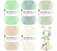 AOTWAN 250g Crochet Yarn Wool for Crochet 5 Colours x 50g Pastel Lovely Wool Yarn Crochet for Beginners with 10 Stitch Markers