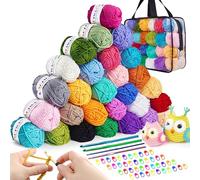 AOTWAN Crochet Yarn Knitting Wool 28Colors x 25g Acrylic Yarn Crochet Wool with Aluminum Crochet Hooks Stitch Markers Yarn for Crochet Kits for Beginners Adults Wool for Crochet Knitting and Crafts
