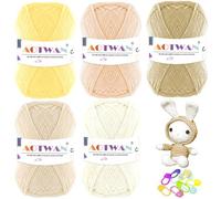 AOTWAN Crochet Yarn Wool for Crochet 5 Colours x 50g Pastel Lovely Wool Yarn Crochet for Beginners with 10 Stitch Markers