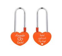 AOTXOXTOA Personalized Love Heart Lock Engraving Photo Custom Picture Lover Aluminum Memorial Name Date Anniversary Valentine Bridge Padlock Him & Her Gift