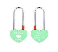 AOTXOXTOA Personalized Love Heart Lock Engraving Photo Custom Picture Lover Aluminum Memorial Name Date Anniversary Valentine Bridge Padlock Him & Her Gift
