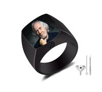 AOTXOXTOA Personalized Stainless Steel Cremation Urn Signet Ring Custom Color Picture Engraving Black & White Photo Memorial Gift Image Band Keepsake with Ring Size Adjusters Style 04 Size 9