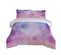 AOUAURO Single Duvet Cover Set Pink cloud 3D Printed Bedding Set with Zipper Closure in Polyester 1 Quilt Cover 2 Pillowcases for Children Adults Teens 140x200cm 3PCS Set